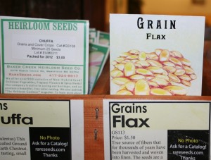 Flax seeds at Comstock Ferre & Co. Flax seeds at Comstock Ferre and Company. Moo Dog Press Magazine.