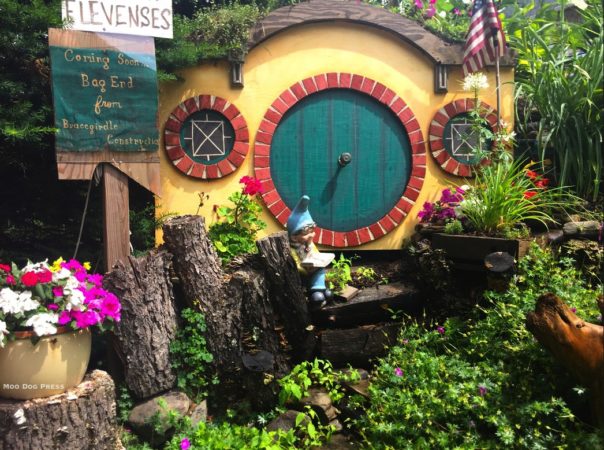 Bag End, a Hobbit home - one of the delights of the gardens at The Book Barn.