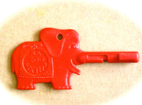 A red Trunkey elephant shaped key.