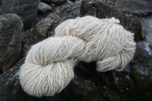 Llama yarn handspun at the lip of the ocean