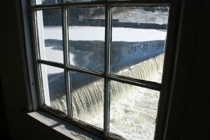 The Blackstone River as seen out of a window at the Slater Mill. Photo by Chris Brunson