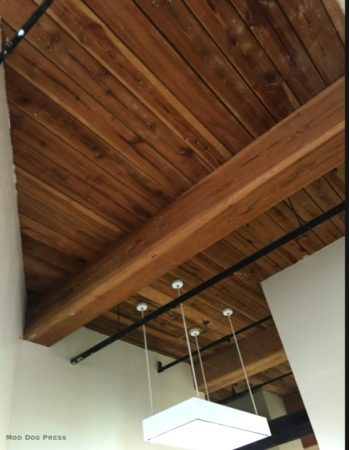 If only the walls and these beams could talk. Overhead in the oldest section of the structure  - modern office space - are exposed handsome wooden beams and woodwork. TW/MDP