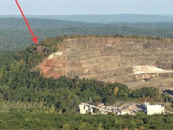 Chauncey Peak in Meriden, Connecticut and the quarry.