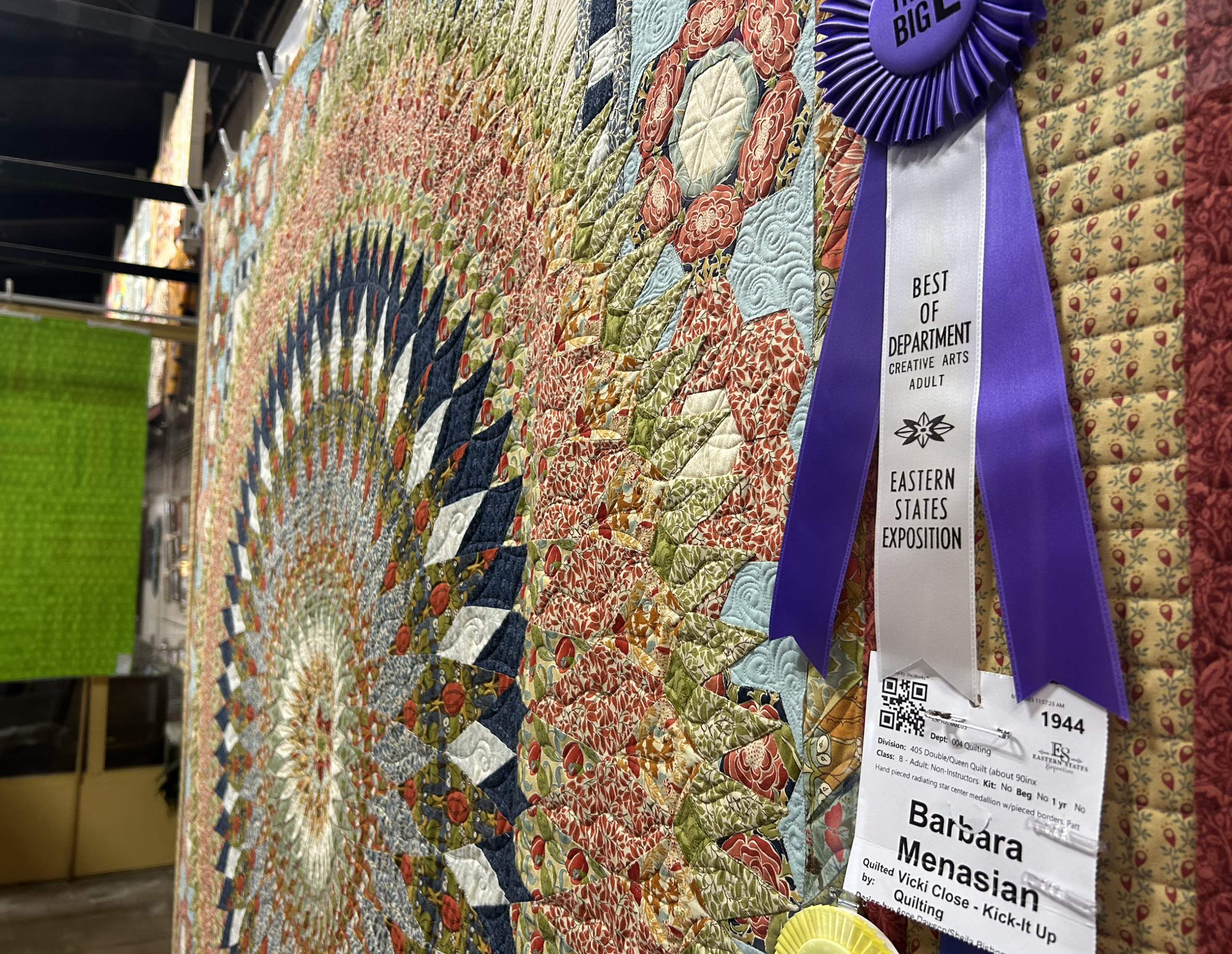 Best of Department Creative Arts Adult: Barbara Menasian. Quilted by Vicki Close.