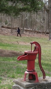 Hand powered water pump seen on a walk.