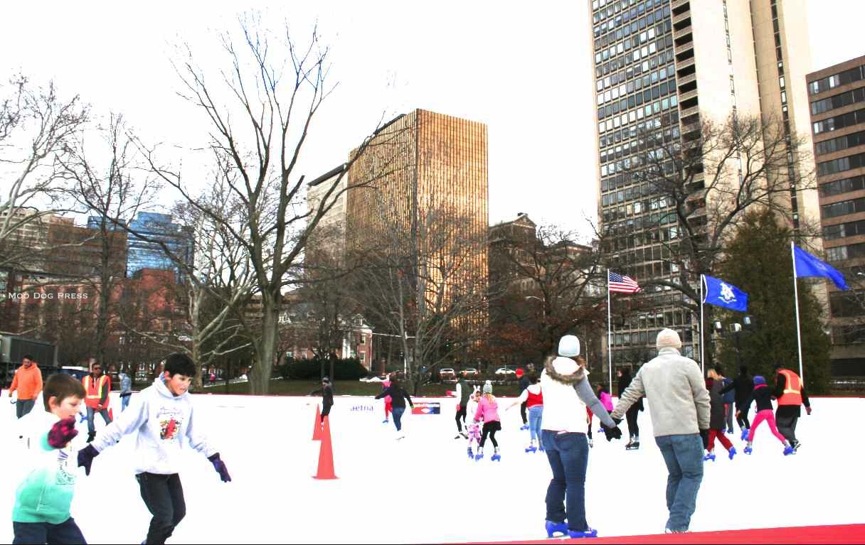 Why go to New York City when there's ice at Bushnell Park with the backdrop of Hartford.