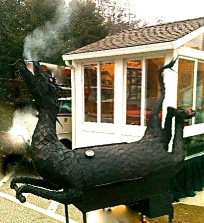 A smoke-breathing dragon custom created and seen at Haddam Neck Fair and other venues.